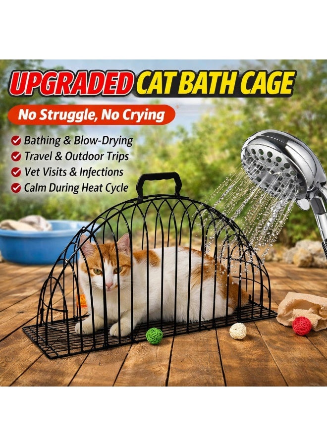 Cat Bathing Cage Metal Grooming Shower Wash Cage Scratch Resistant Breathable Safe Cleaning Cage for Cats Kittens 45x12x24cm Up to 2kg - Image 2